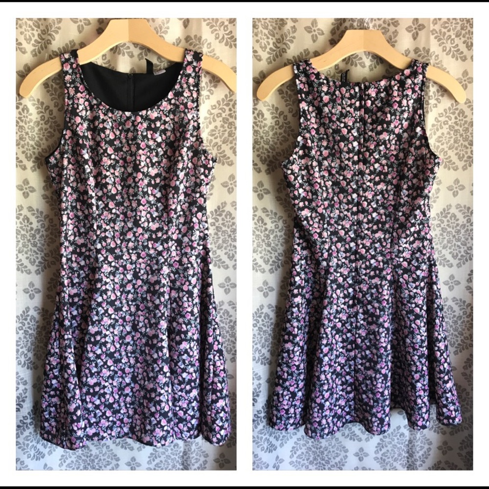 Divided Floral Sleeveless Mini Skater Dress